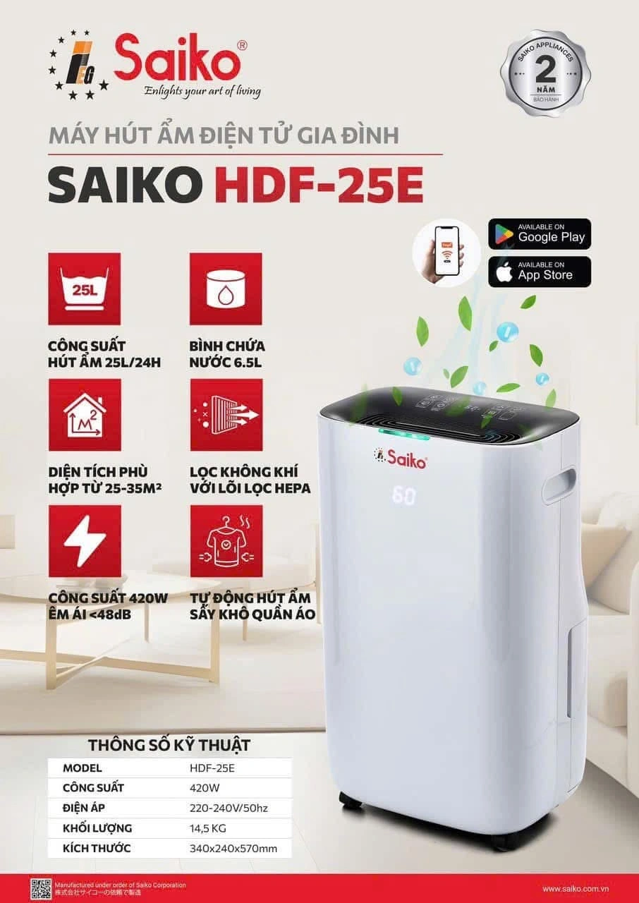 Máy Hút Ẩm và Lọc Không Khí Saiko 1