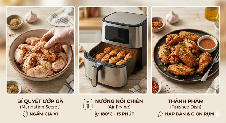 cách làm gà nướng bằng nồi chiên không dầu đơn giản